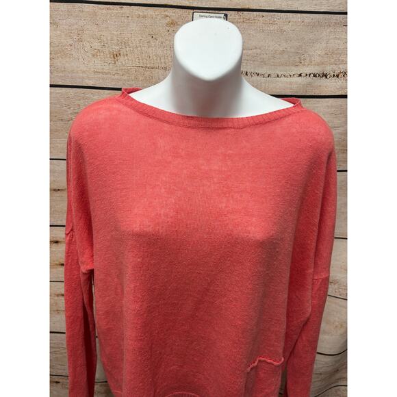 Eileen Fisher Organic Linen Coral Sweater - Size Small Long Sleeve Pullover - Picture 3 of 11